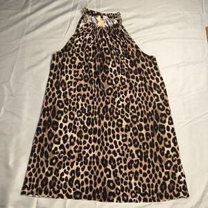 Michael Kors XS Chain Halter Top Animal Print Flowy Designer Women's Sleeveless